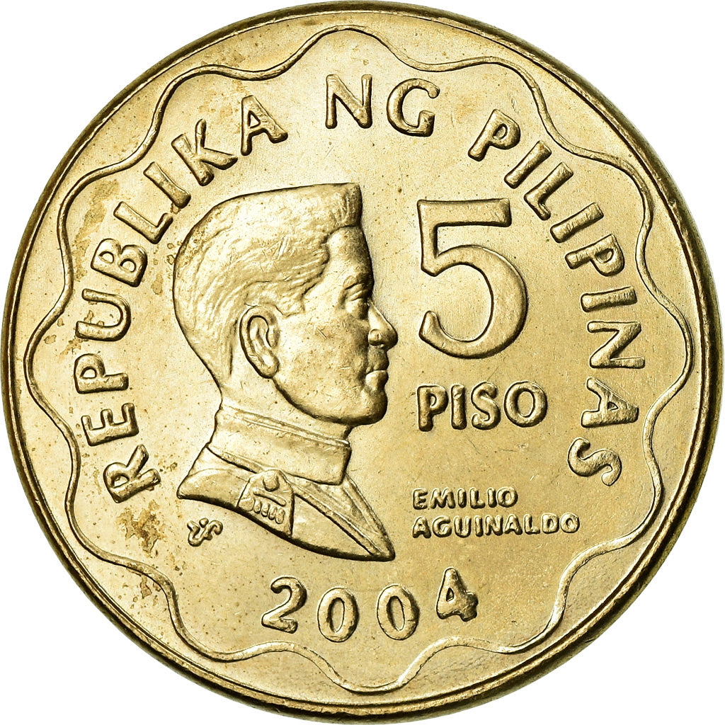 Coin, Philippines, 5 Piso, 2004, EF(40-45), Nickel-brass, KM:272