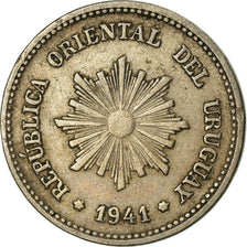 Moneda, Uruguay, 2 Centesimos, 1941, Uruguay Mint, Santiago, MBC, Cobre -