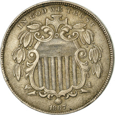 Monnaie, États-Unis, Shield Nickel, 5 Cents, 1867, U.S. Mint, Philadelphie