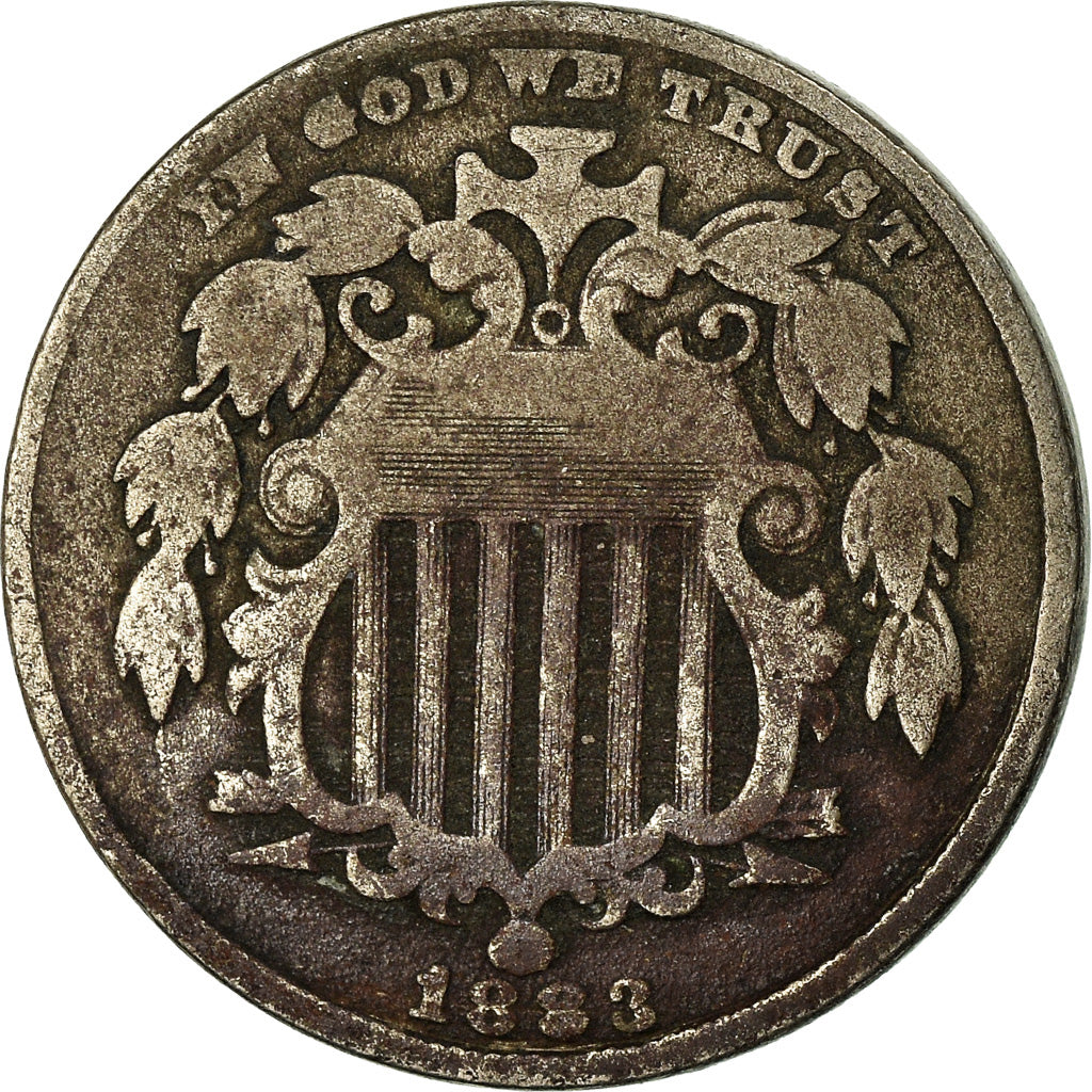 Monnaie, États-Unis, Shield Nickel, 5 Cents, 1883, U.S. Mint, Philadelphie