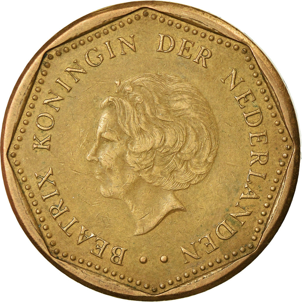 Munten, Nederlandse Antillen, Beatrix, 5 Gulden, 1999, ZF, Aureate Bonded Steel