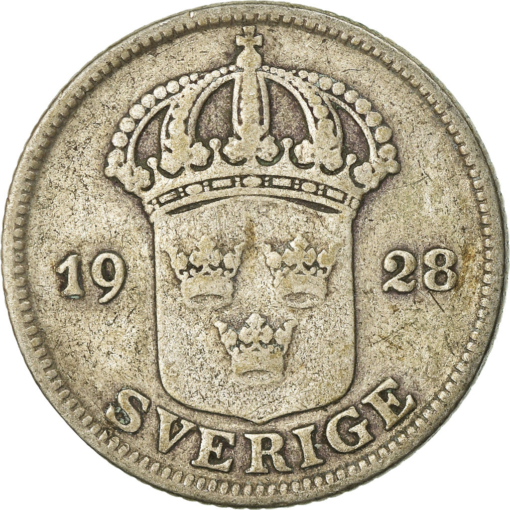 Coin, Sweden, Gustaf V, 50 Öre, 1928, VF(30-35), Silver, KM:788