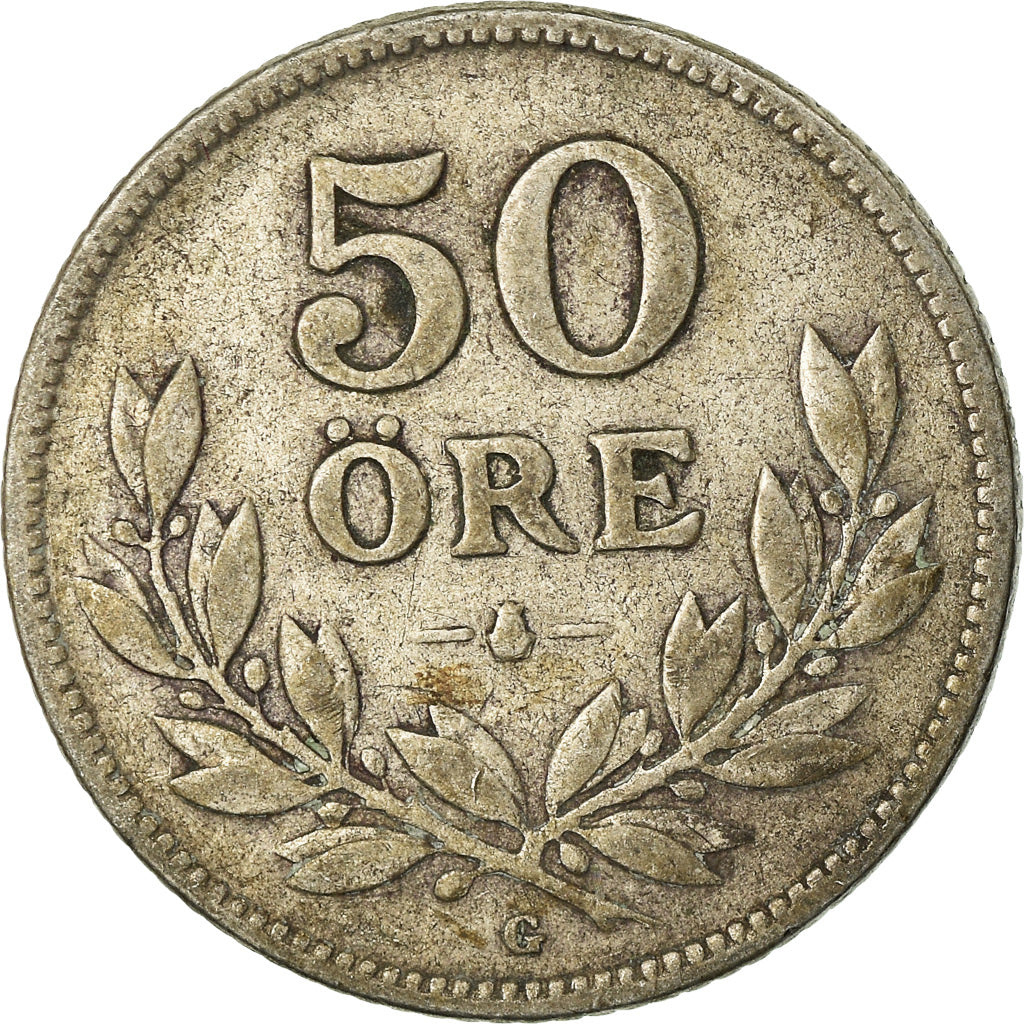 Coin, Sweden, Gustaf V, 50 Öre, 1928, VF(30-35), Silver, KM:788