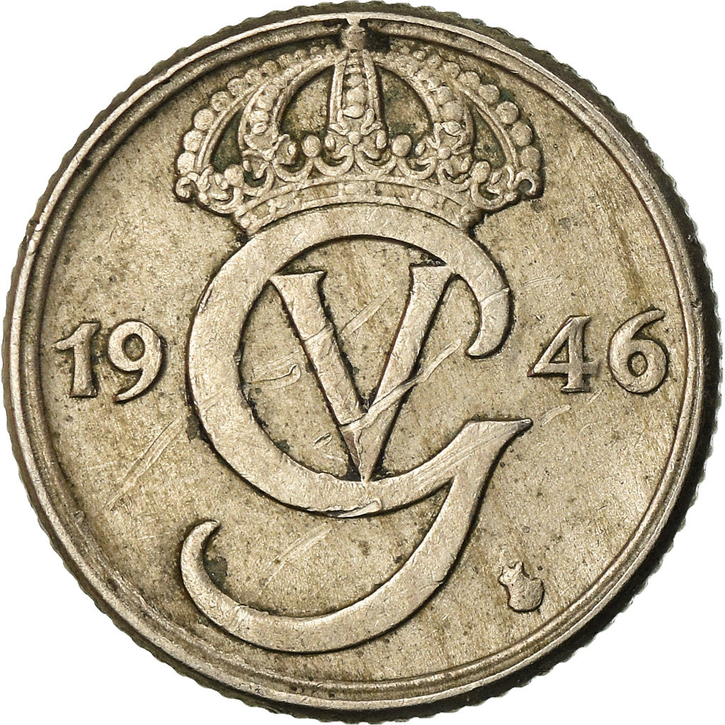 Münze, Schweden, Gustaf V, 25 Öre, 1946, SS, Nickel-Bronze, KM:798
