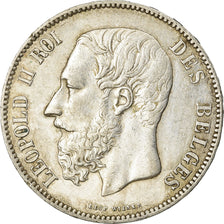 Coin, Belgium, Leopold II, 5 Francs, 5 Frank, 1875, EF(40-45), Silver, KM:24