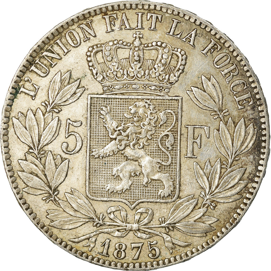 Coin, Belgium, Leopold II, 5 Francs, 5 Frank, 1875, EF(40-45), Silver, KM:24