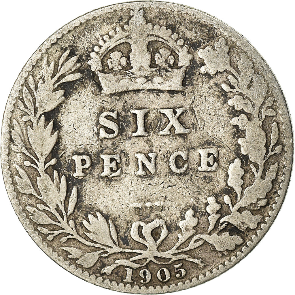 Coin, Great Britain, Edward VII, 6 Pence, 1905, VF(20-25), Silver, KM:799