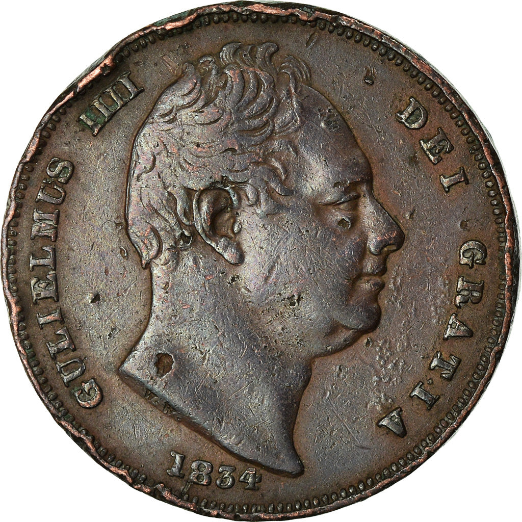 Coin, Great Britain, William IV, Farthing, 1834, VF(30-35), Copper, KM:705