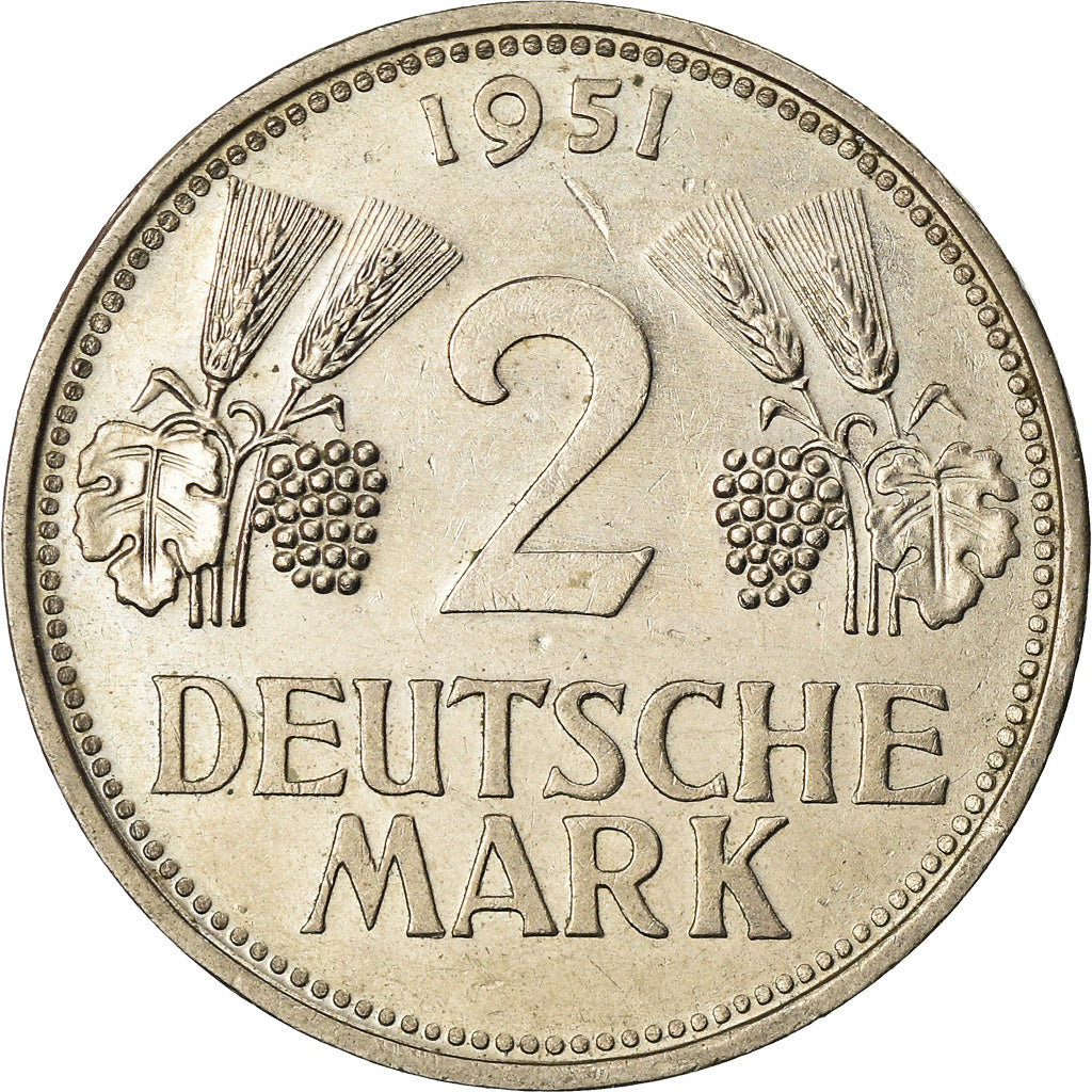 Coin, GERMANY - FEDERAL REPUBLIC, 2 Mark, 1951, Munich, AU(55-58)