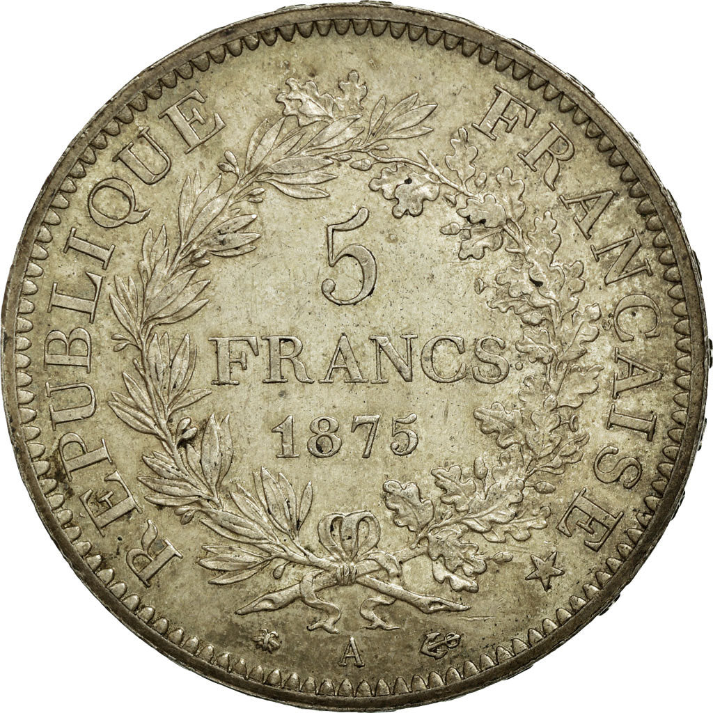 Coin, France, Hercule, 5 Francs, 1875, Paris, MS(60-62), Silver, KM:820.1