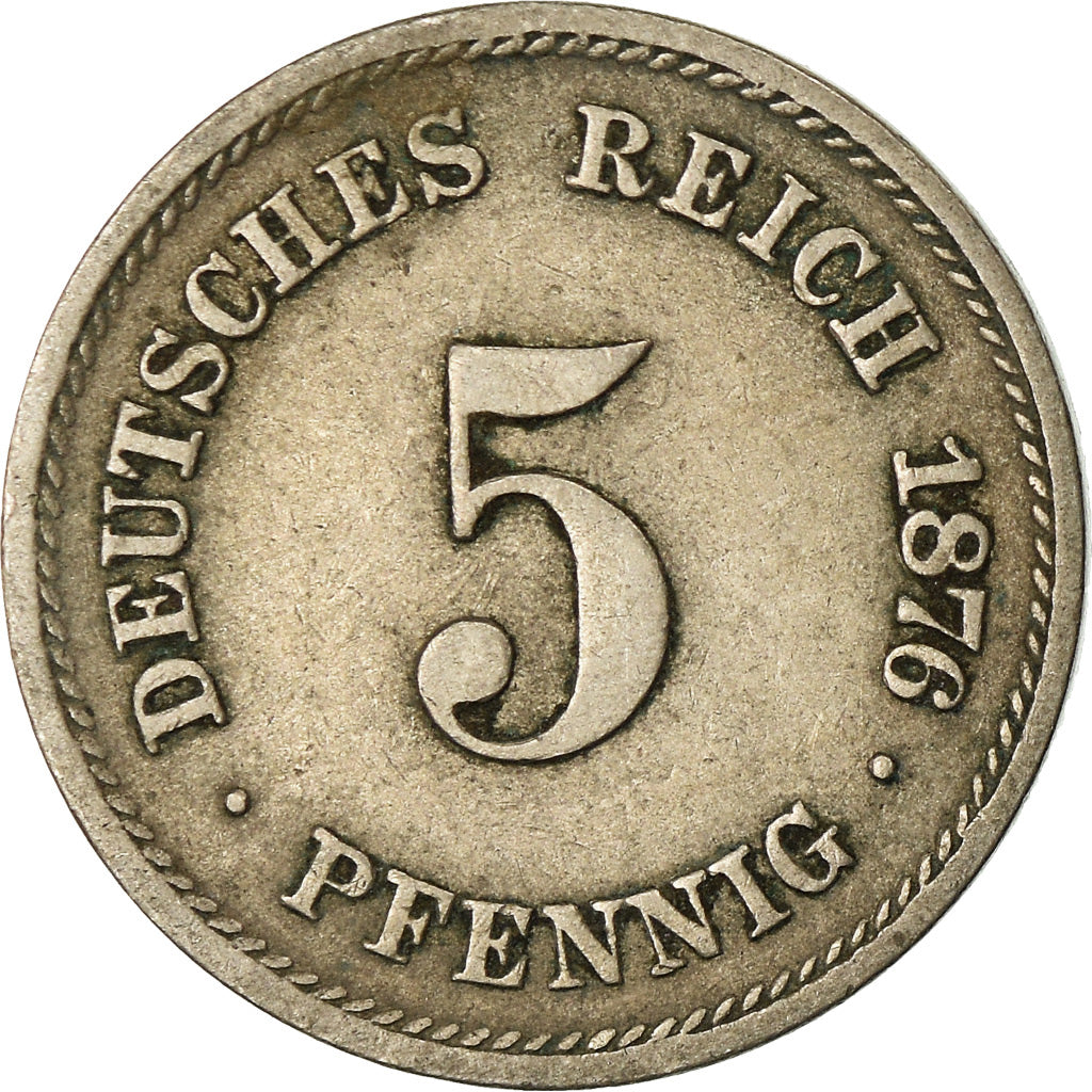 Coin, GERMANY - EMPIRE, Wilhelm I, 5 Pfennig, 1876, Stuttgart, EF(40-45)
