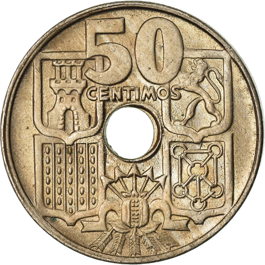 Coin, Spain, Francisco Franco, caudillo, 50 Centimos, 1954, EF(40-45)