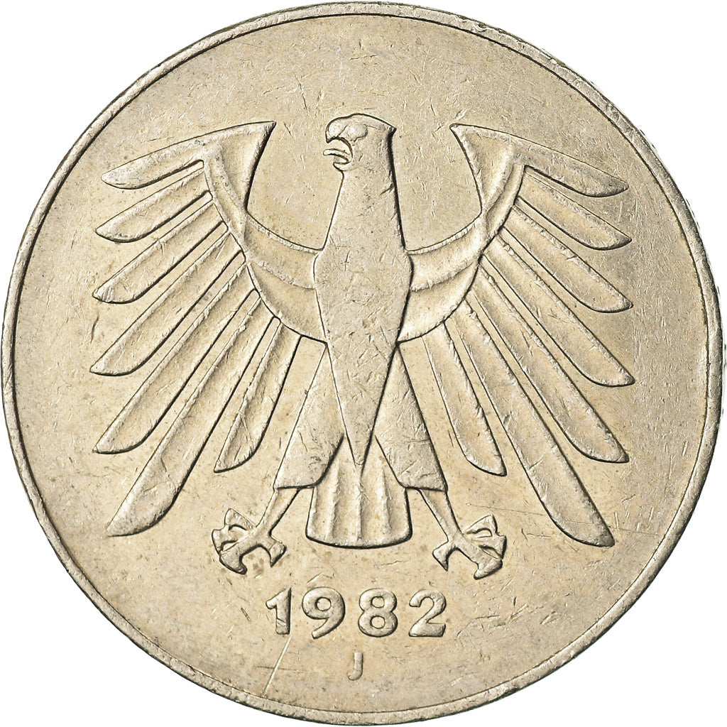 Coin, GERMANY - FEDERAL REPUBLIC, 5 Mark, 1982, Hambourg, EF(40-45)