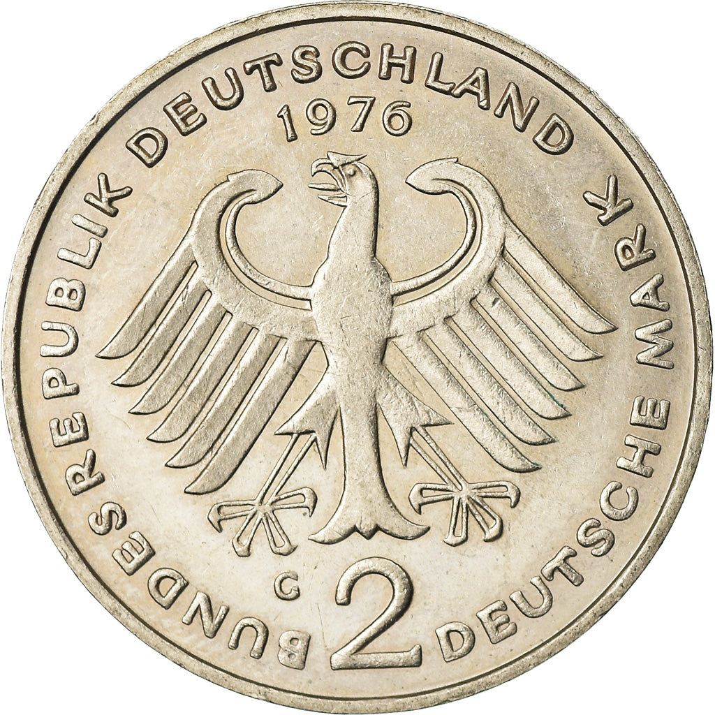 Coin, GERMANY - FEDERAL REPUBLIC, 2 Mark, 1976, Karlsruhe, AU(55-58)