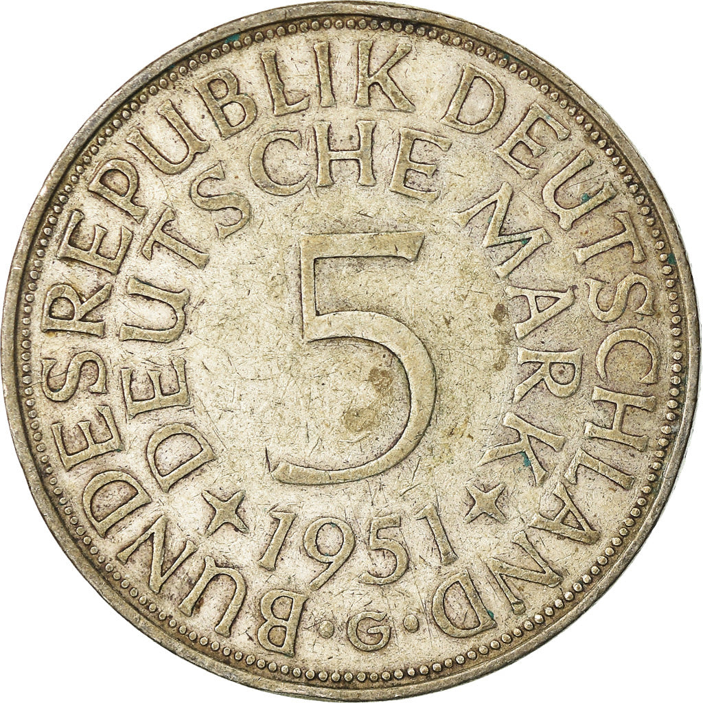 Münze, Bundesrepublik Deutschland, 5 Mark, 1951, Karlsruhe, SS, Silber