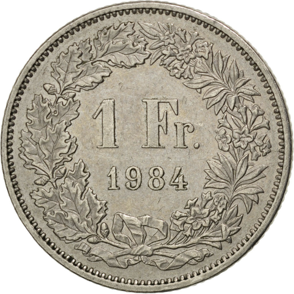 SWITZERLAND, Franc, 1984, Bern, KM #24a.3, AU(55-58), Copper-Nickel, 23.2, 4.38