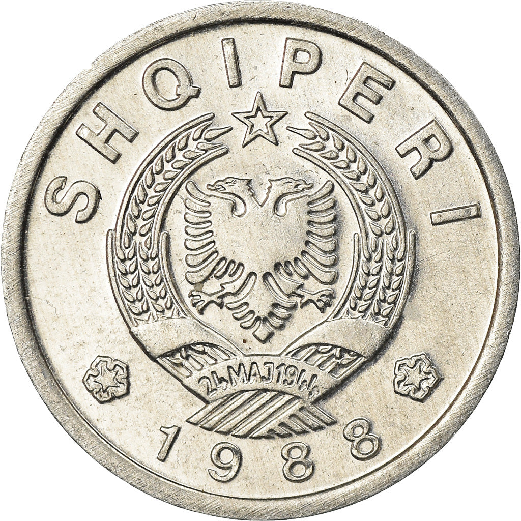 Münze, Albania, 20 Qindarka, 1988, VZ, Aluminium, KM:65