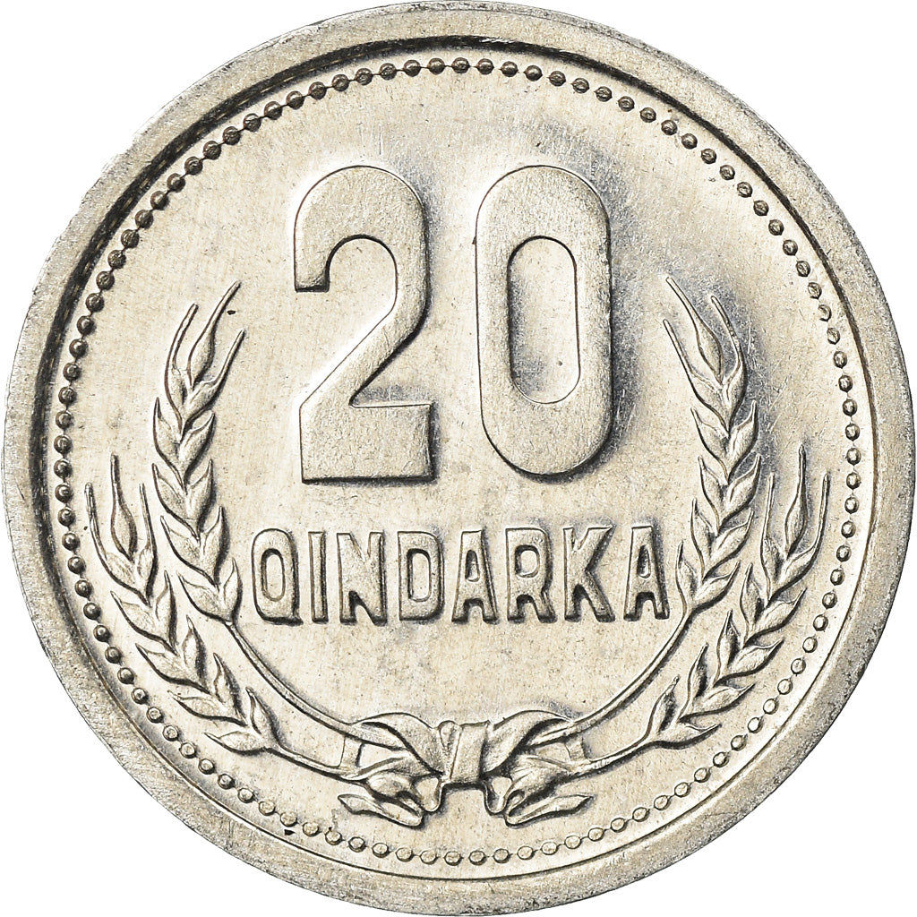 Münze, Albania, 20 Qindarka, 1988, VZ, Aluminium, KM:65