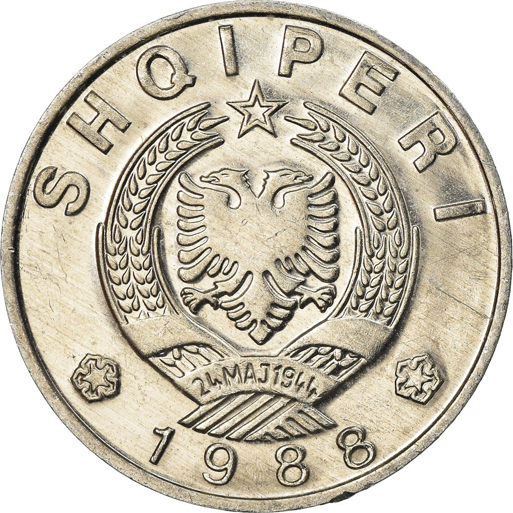 Monnaie, Albania, 50 Qindarka, 1988, SUP, Aluminium, KM:72