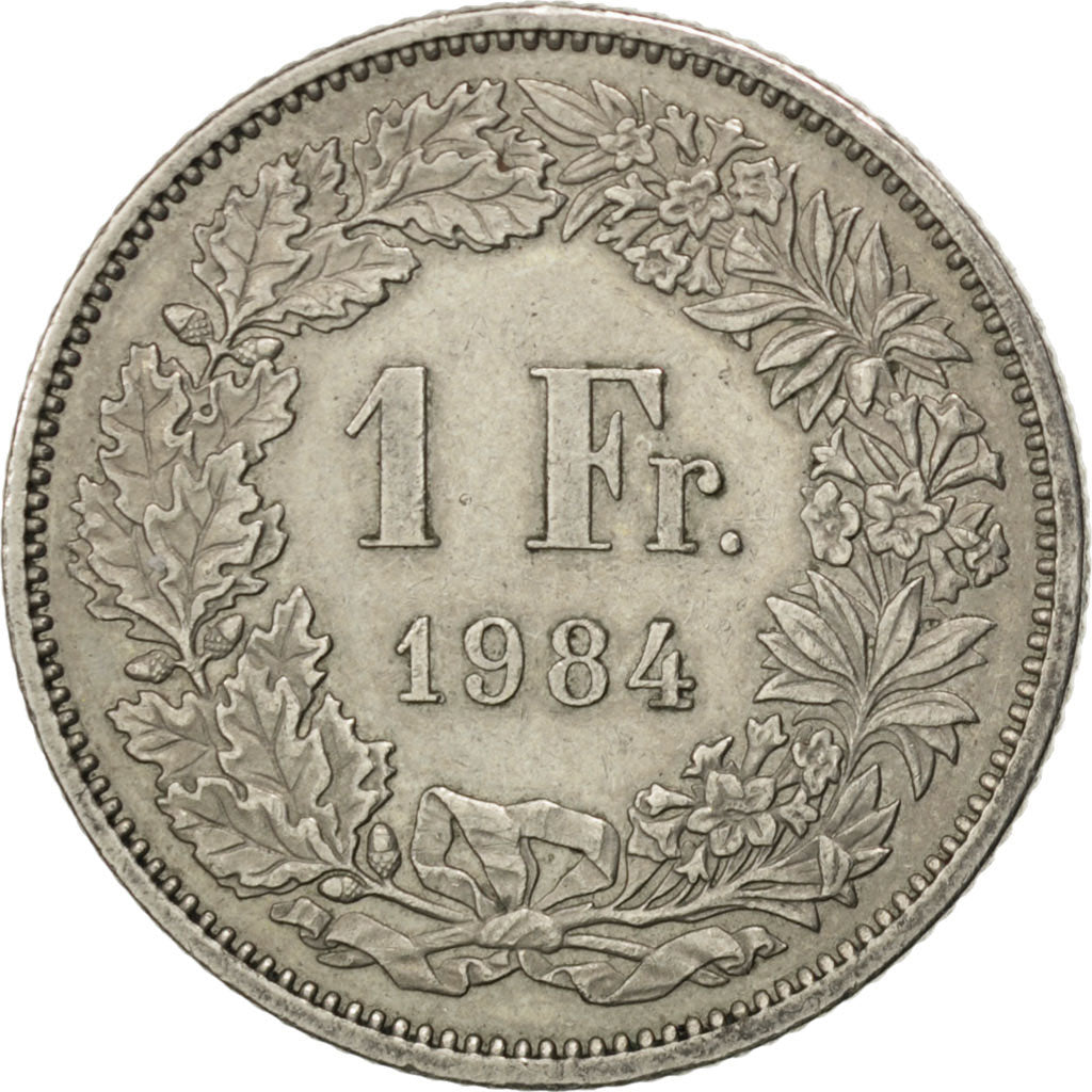 SWITZERLAND, Franc, 1984, Bern, KM #24a.3, AU(55-58), Copper-Nickel, 23.2, 4.39