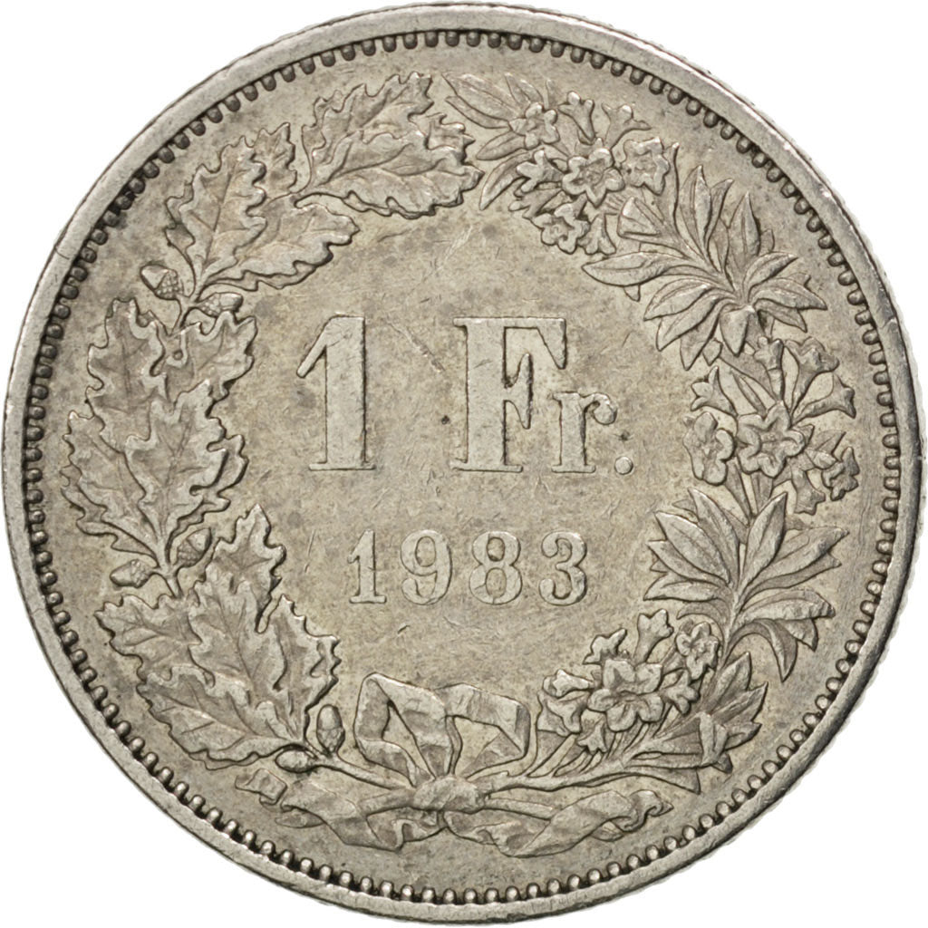 SWITZERLAND, Franc, 1983, Bern, KM #24a.3, AU(50-53), Copper-Nickel, 23.2, 4.37