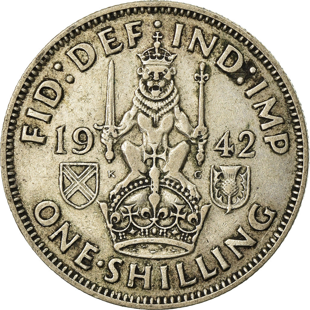 Moneta, Gran Bretagna, George VI, Shilling, 1942, BB, Argento, KM:854