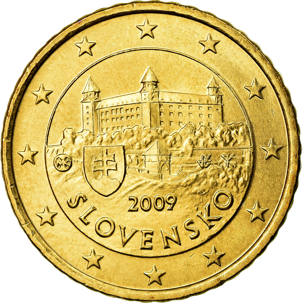 Słowacja, 50 Euro Cent, 2009, Kremnica, MS(64), Mosiądz, KM:100