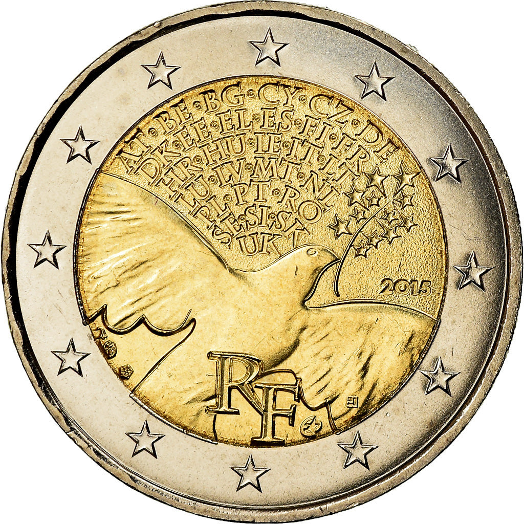 France, 2 Euro, 2015, MS(64), Bimetallic