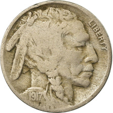 Coin, United States, Buffalo Nickel, 5 Cents, 1917, U.S. Mint, Philadelphia