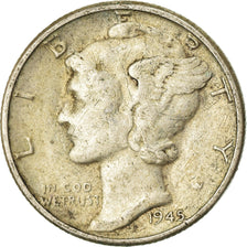 Coin, United States, Mercury Dime, Dime, 1945, U.S. Mint, Philadelphia