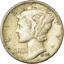 Münze, Vereinigte Staaten, Mercury Dime, Dime, 1945, U.S. Mint, Philadelphia