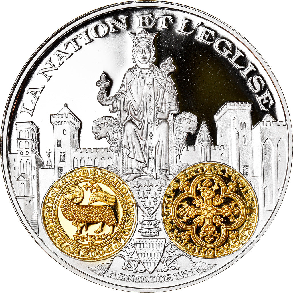 France, Medal, La Nation et L'Eglise, Agnel D'Or, MS(65-70), Silver