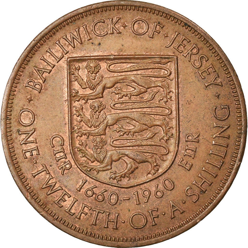 Munten, Jersey, Elizabeth II, 1/12 Shilling, 1960, ZF, Bronze, KM:23