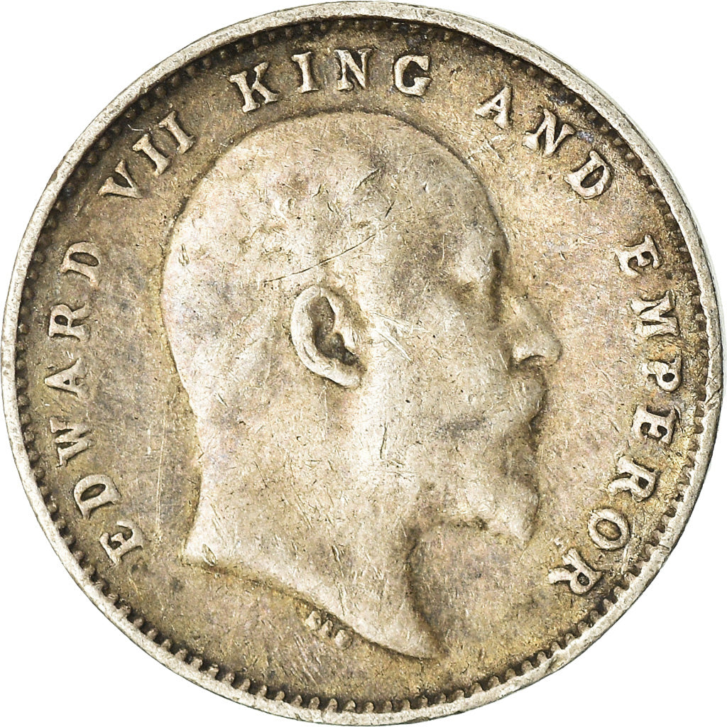 Coin, INDIA-BRITISH, Edward VII, 2 Annas, 1905, EF(40-45), Silver, KM:505