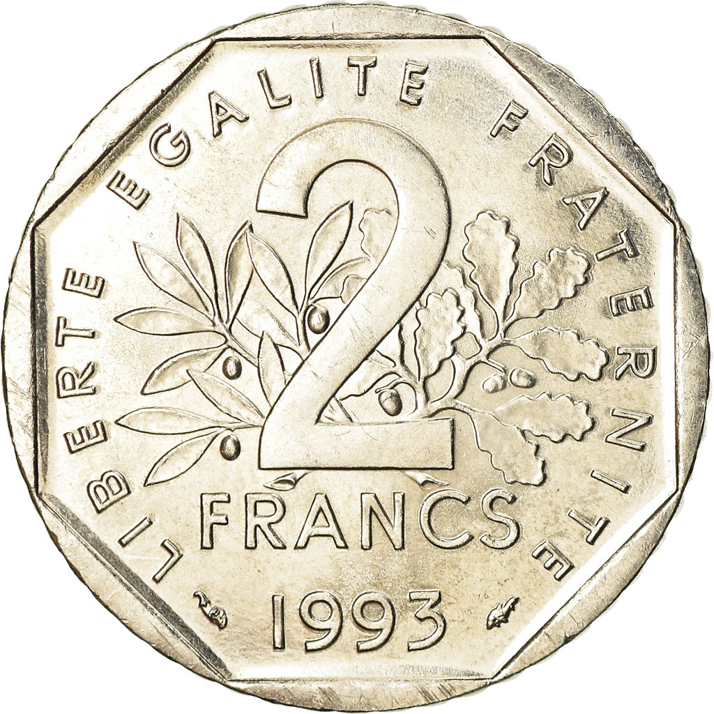 Moneta, Francia, Jean Moulin, 2 Francs, 1993, SPL-, Nichel, KM:1062, Gadoury:548