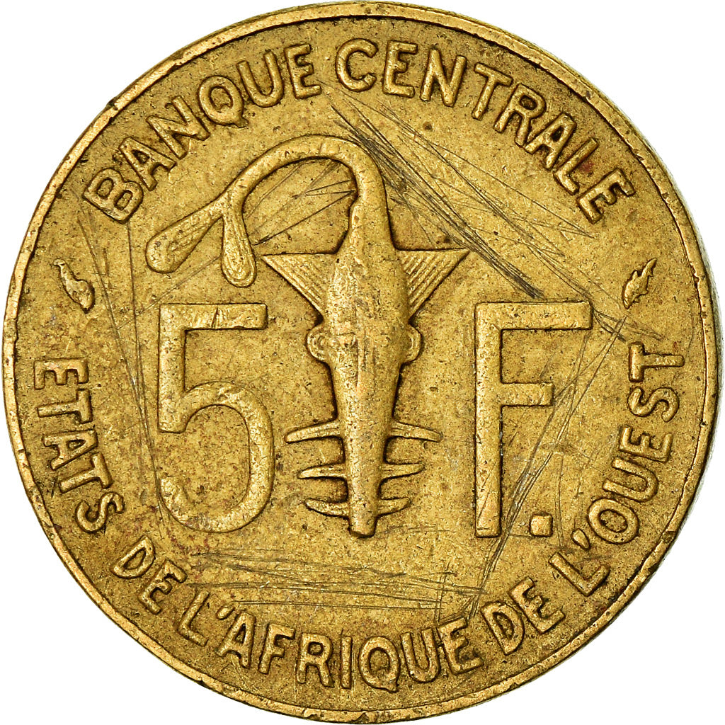 Monnaie, West African States, 5 Francs, 1975, TTB, Aluminum-Nickel-Bronze, KM:2a