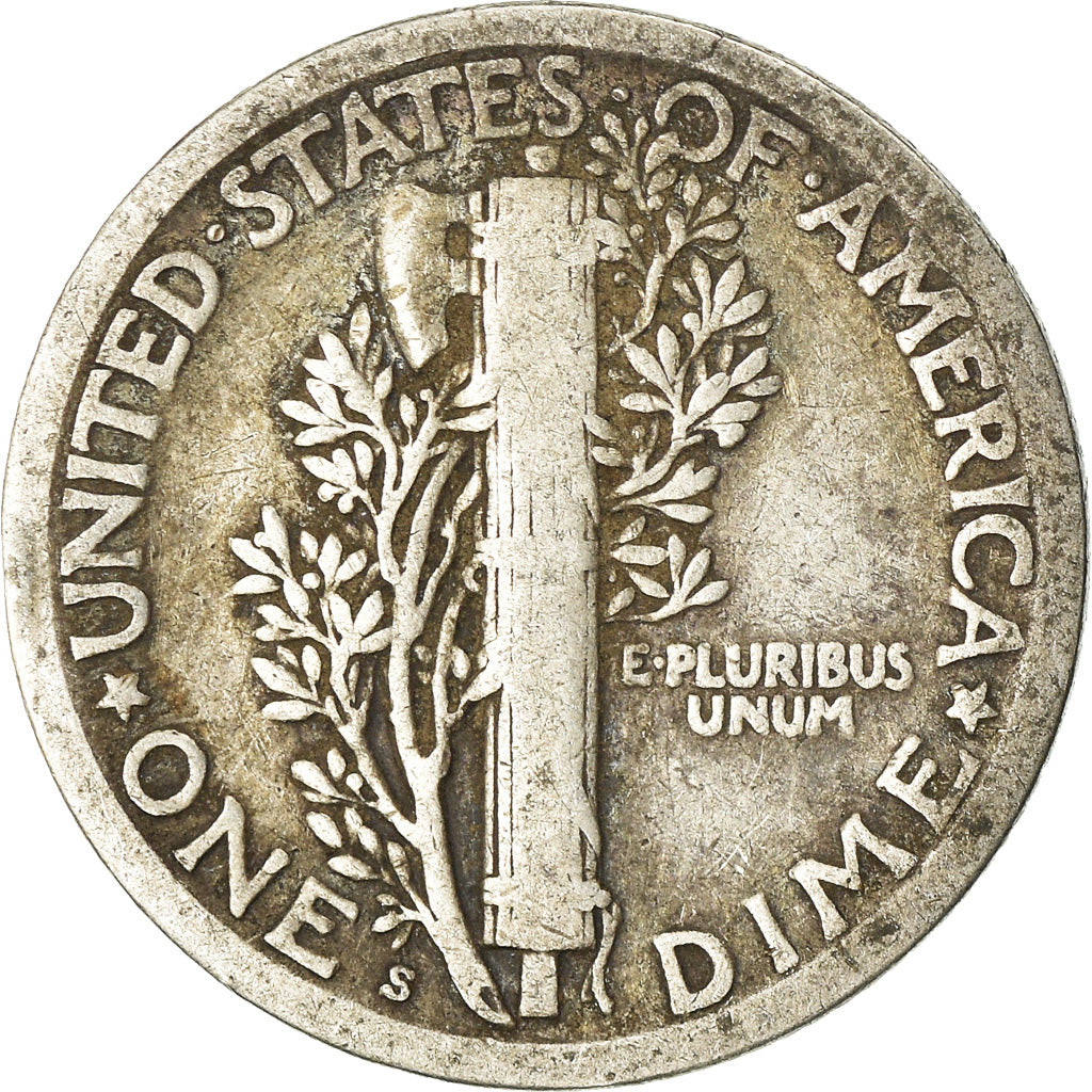 Coin, United States, Mercury Dime, Dime, 1920, U.S. Mint, San Francisco