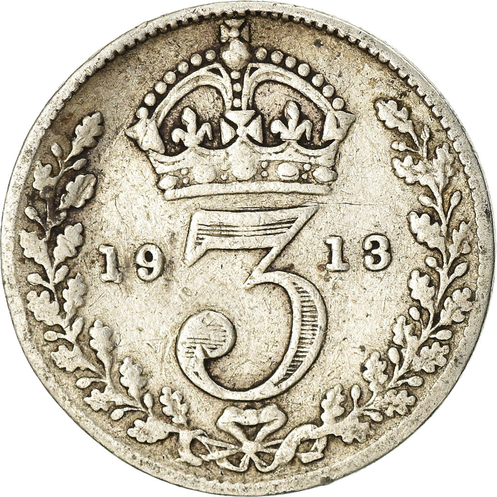 Coin, Great Britain, George V, 3 Pence, 1913, VF(20-25), Silver, KM:813