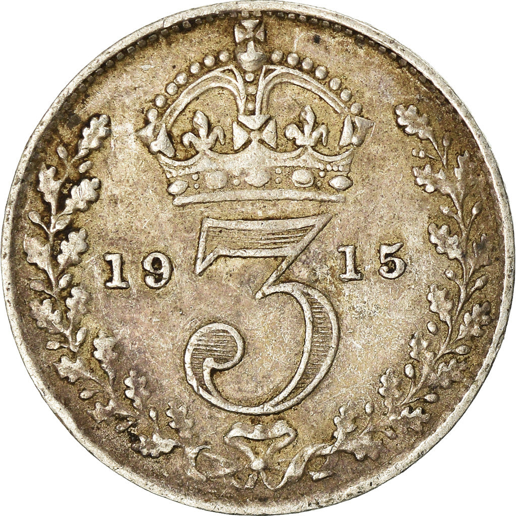 Moneta, Gran Bretagna, George V, 3 Pence, 1915, MB, Argento, KM:813