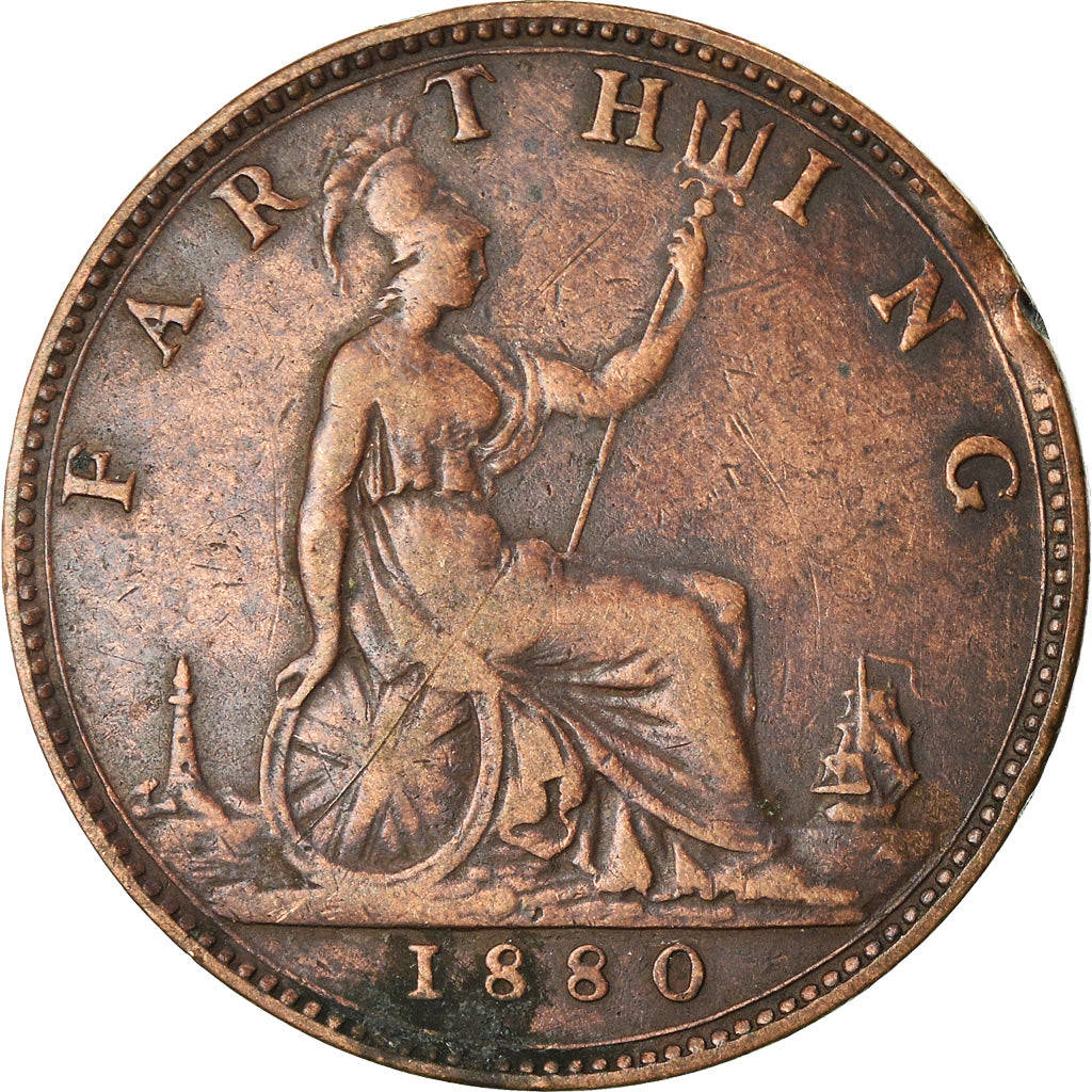 Coin, Great Britain, Victoria, Farthing, 1880, EF(40-45), Bronze, KM:753