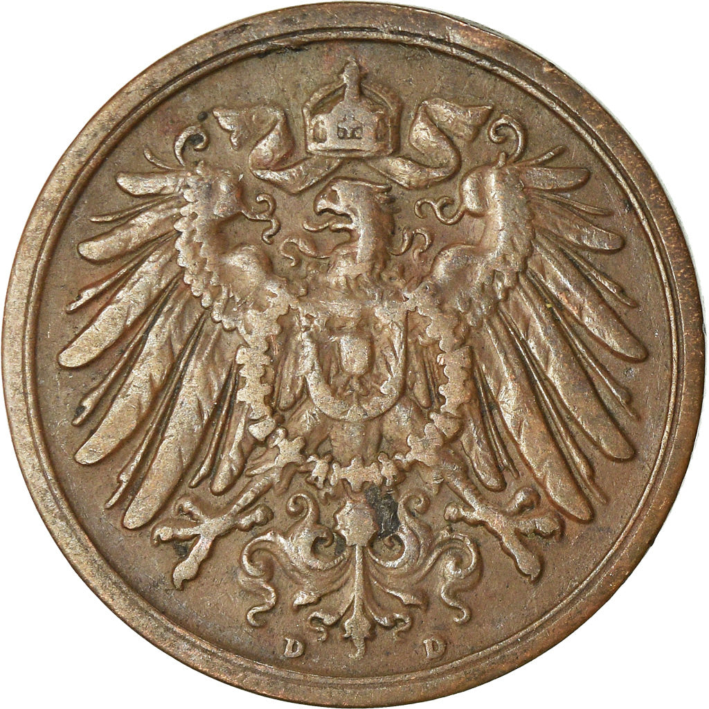 Coin, GERMANY - EMPIRE, Wilhelm II, 2 Pfennig, 1906, Munich, EF(40-45), Copper