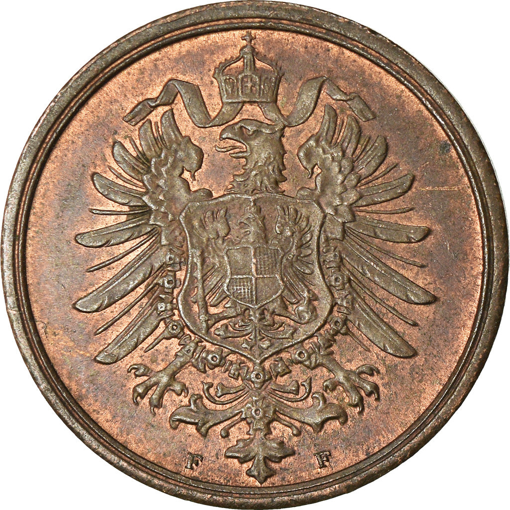 Coin, GERMANY - EMPIRE, Wilhelm I, 2 Pfennig, 1875, Stuttgart, EF(40-45)