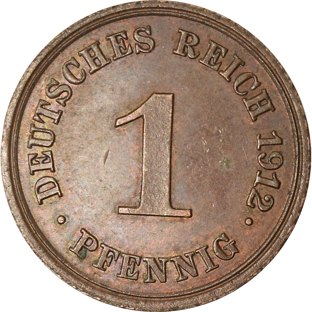 Coin, GERMANY - EMPIRE, Wilhelm II, Pfennig, 1912, Muldenhütten, EF(40-45)