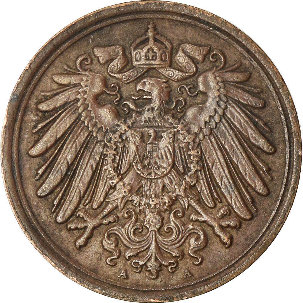 Coin, GERMANY - EMPIRE, Wilhelm II, Pfennig, 1914, Berlin, EF(40-45), Copper