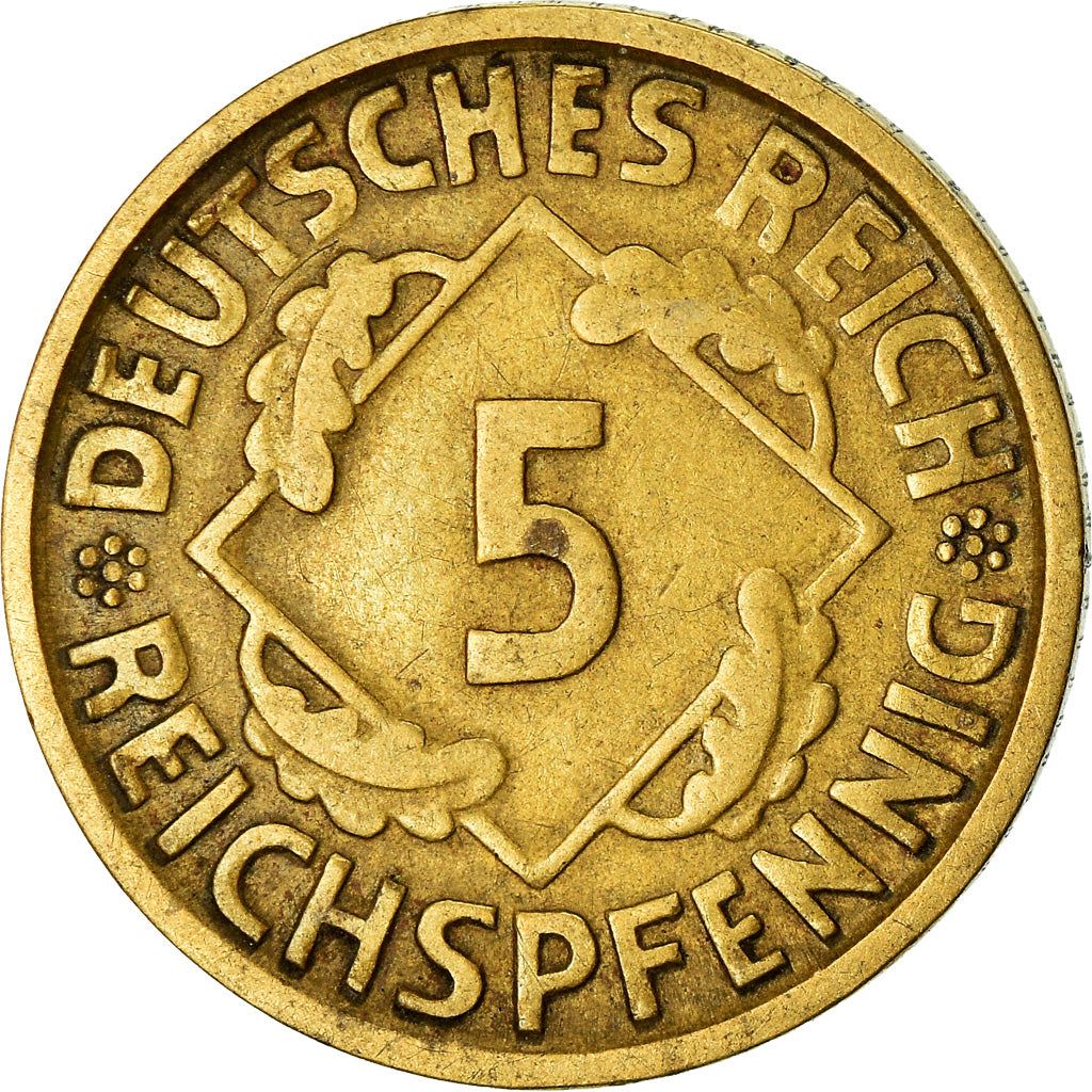 Coin, GERMANY, WEIMAR REPUBLIC, 5 Reichspfennig, 1925, Munich, VF(30-35)