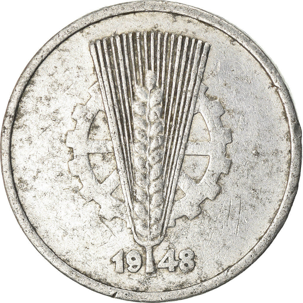 Coin, GERMAN-DEMOCRATIC REPUBLIC, 10 Pfennig, 1948, Berlin, EF(40-45), Aluminum