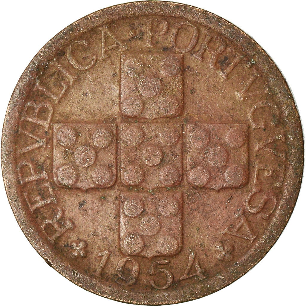 Coin, Portugal, 10 Centavos, 1954, EF(40-45), Bronze, KM:583