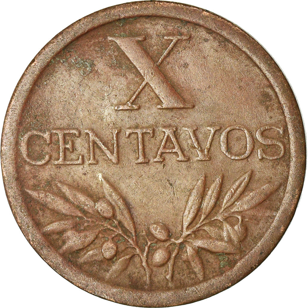 Coin, Portugal, 10 Centavos, 1954, EF(40-45), Bronze, KM:583