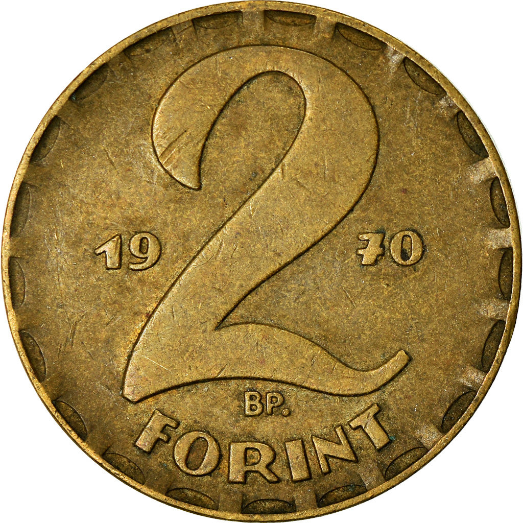 Moneta, Węgry, 2 Forint, 1970, Warsaw, EF(40-45), Mosiądz, KM:591