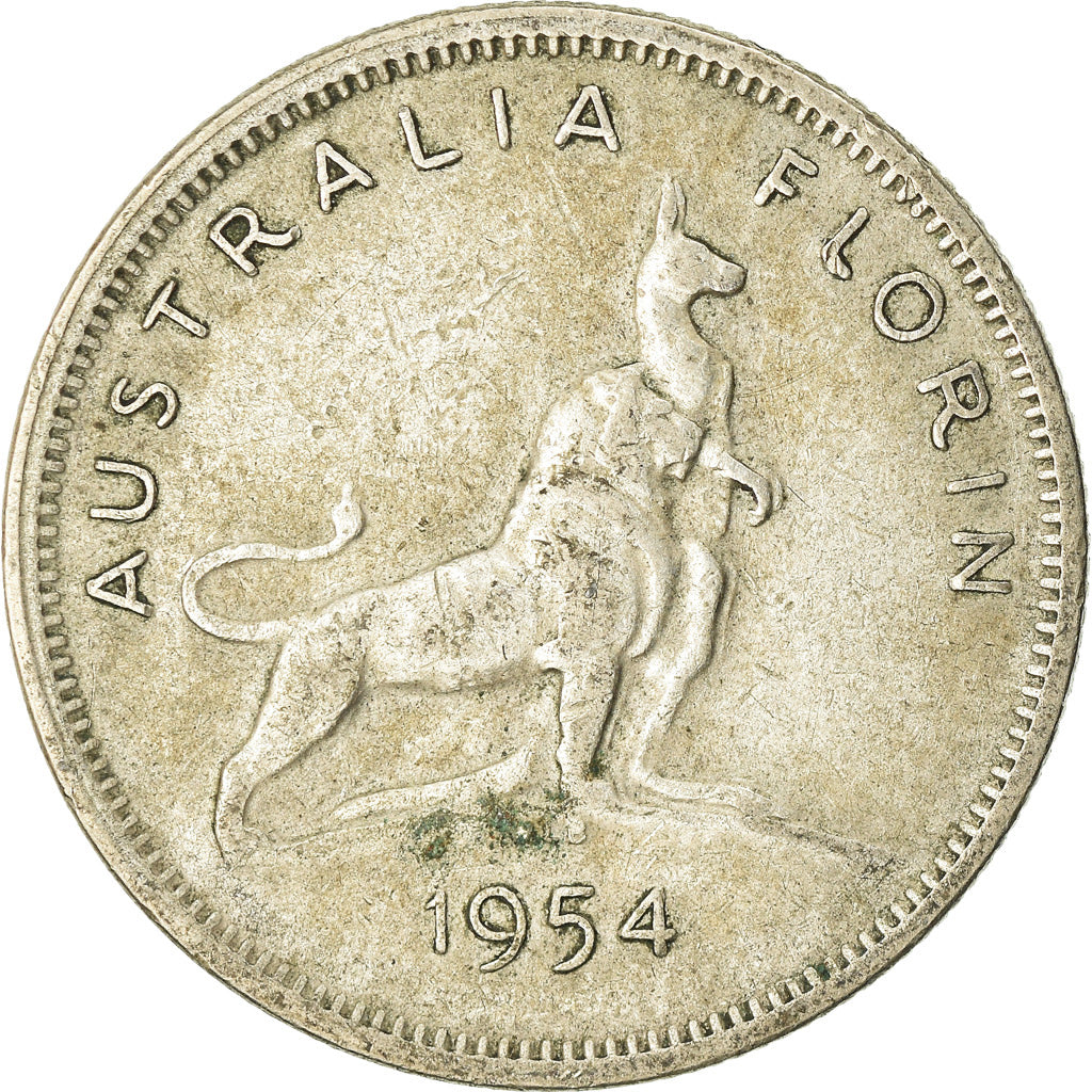Monnaie, Australie, Elizabeth II, Florin, 1954, Melbourne, TB, Argent, KM:55